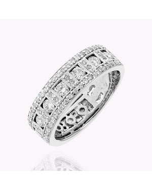 Framed Diamond Milgrain Band in White Gold