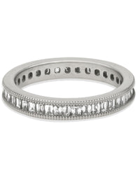 Platinum Baguette Eternity Band with Milgrain Accent