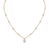 Station Necklace with Pear Shape Diamond Pendant