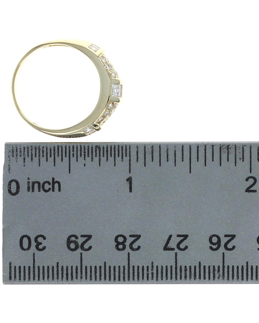 3 Row Diamond Angled Ring in Yellow Gold