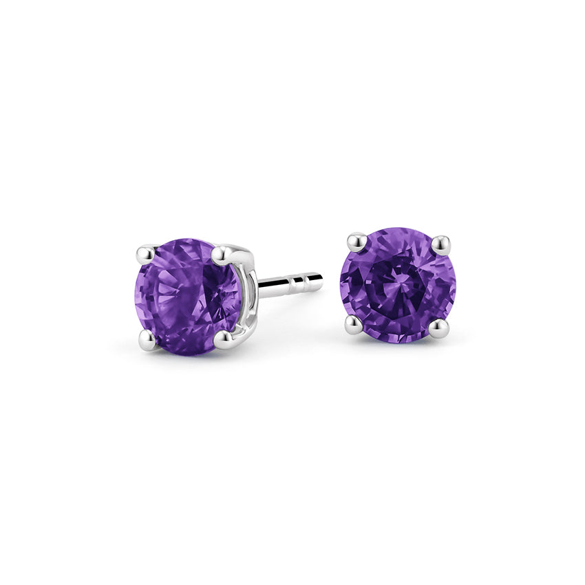 Amethyst Created Swarovski Crystal 6mm Stud Earring 18K White Gold Plated - 1.00 CT, Earring, Golden NYC Jewelry, Golden NYC Jewelry jewelryjewelry deals, swarovski crystal jewelry, groupon jewelry,, jewelry for mom,