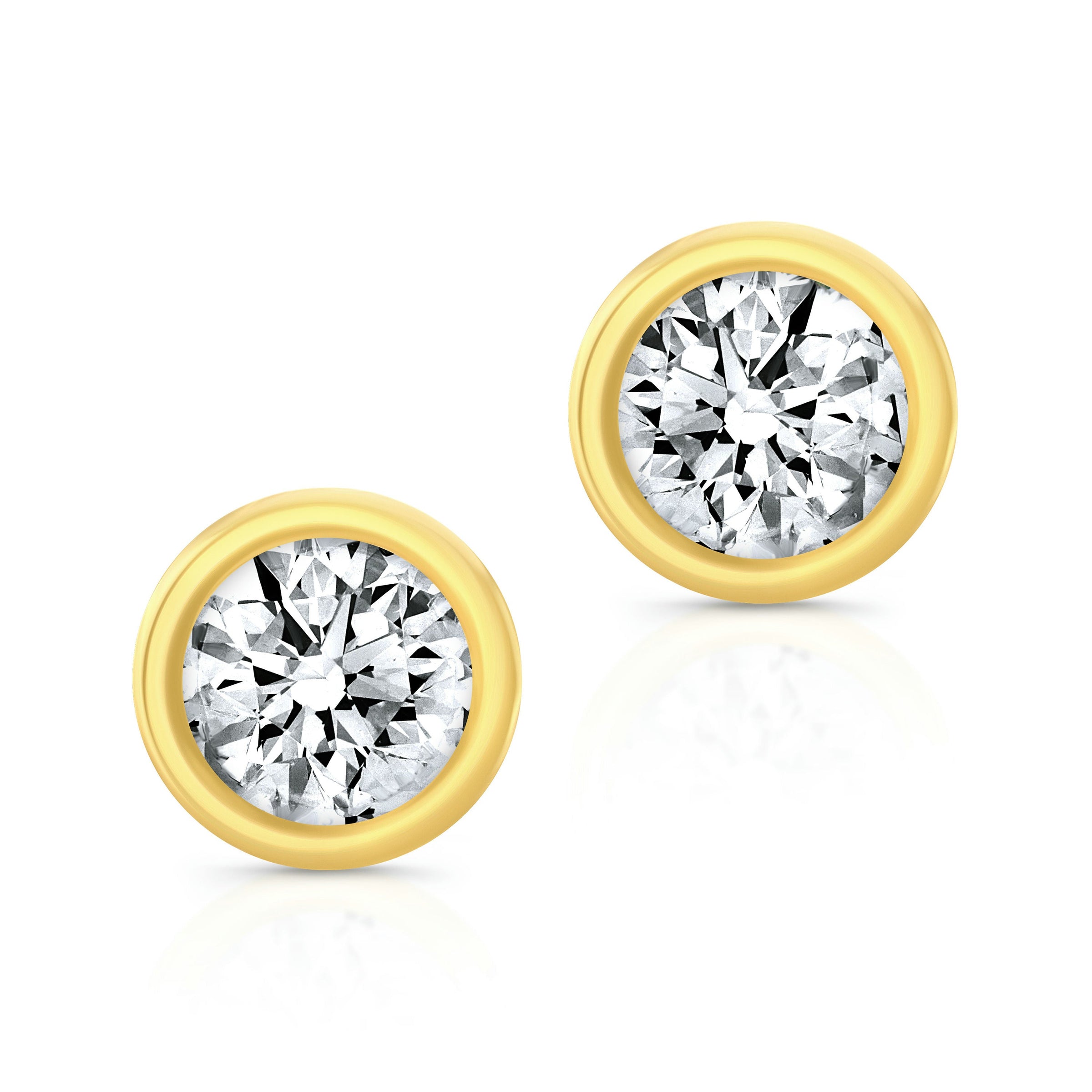 Round Diamond Bezel Set Studs