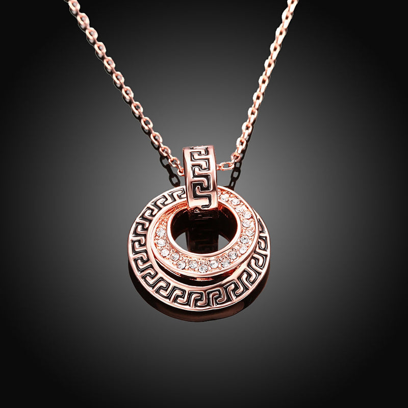 Swarovski Elements Intertwined Duo Pendant Necklace in 18K Rose Gold