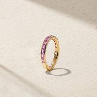 Baguette Pink Sapphire Thread Ring