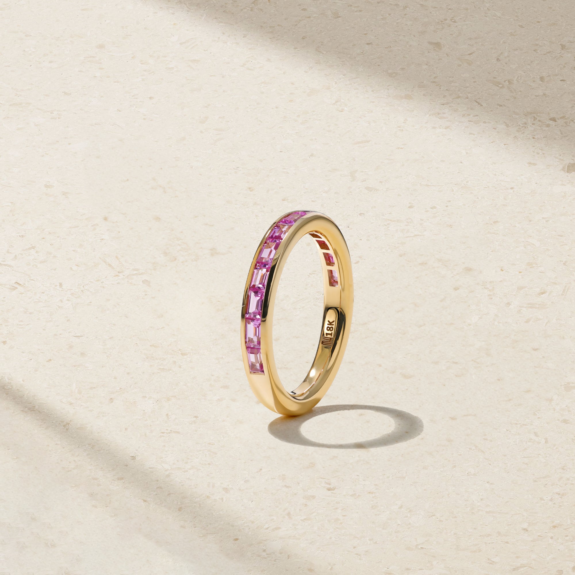 Baguette Pink Sapphire Thread Ring