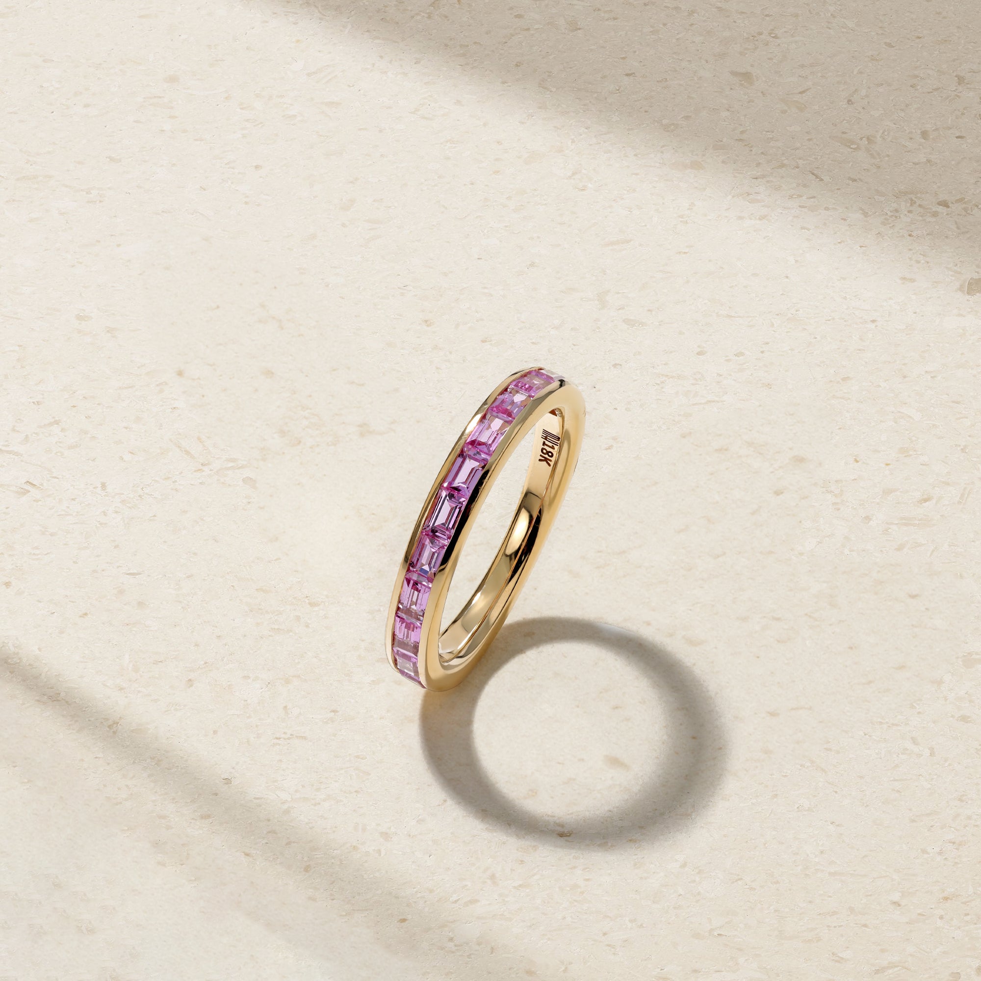 Baguette Pink Sapphire Thread Ring