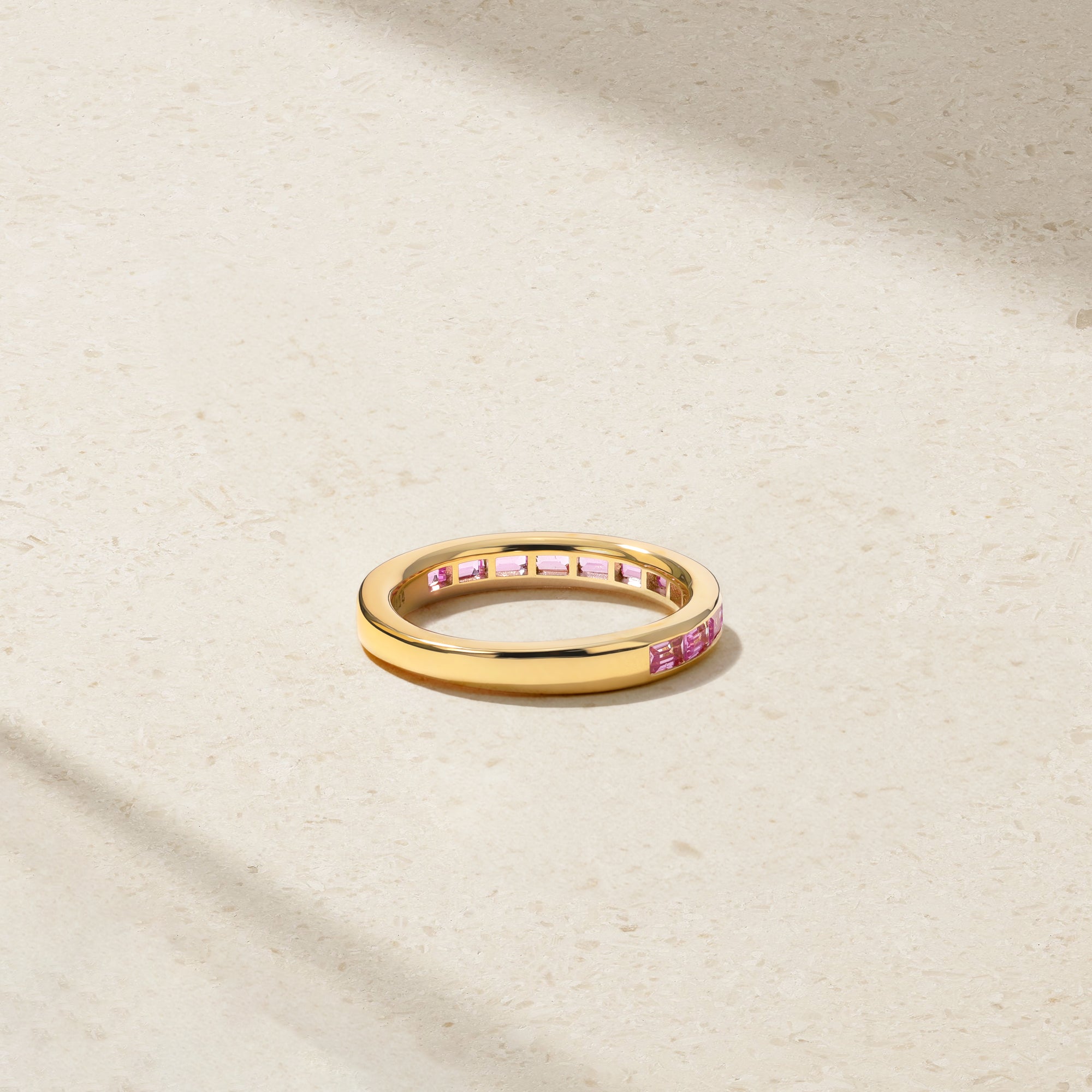 Baguette Pink Sapphire Thread Ring