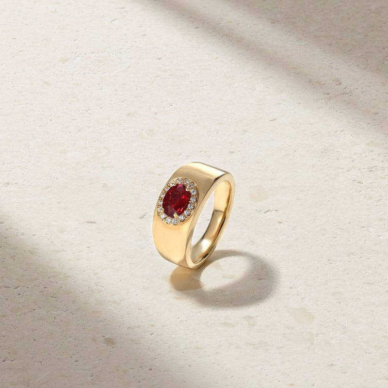 Heirloomed Oval Ruby Cigar Band