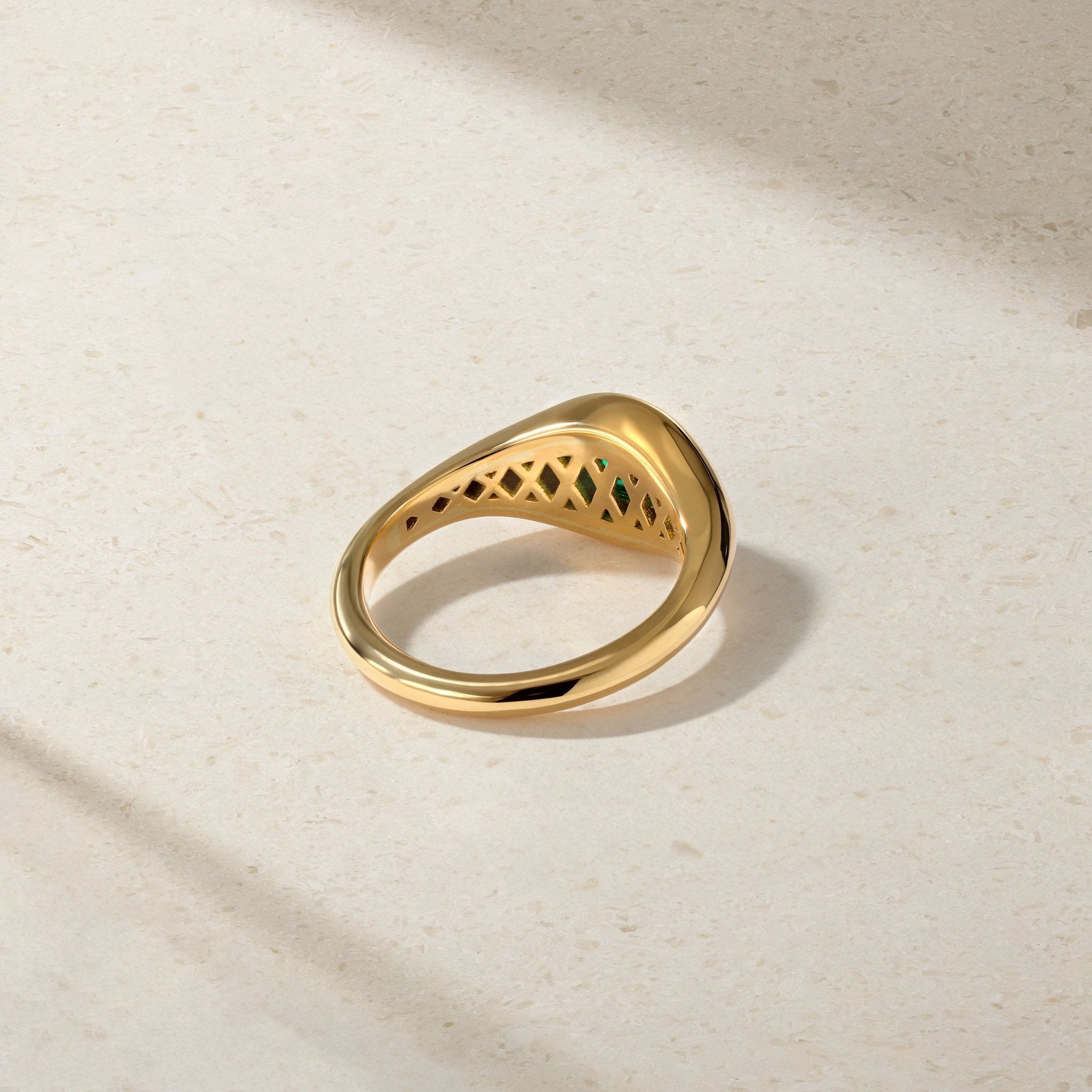Chunky Slim Emerald Signet Ring