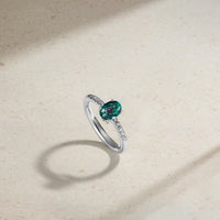 Celeste Alexandrite and Diamond Ring