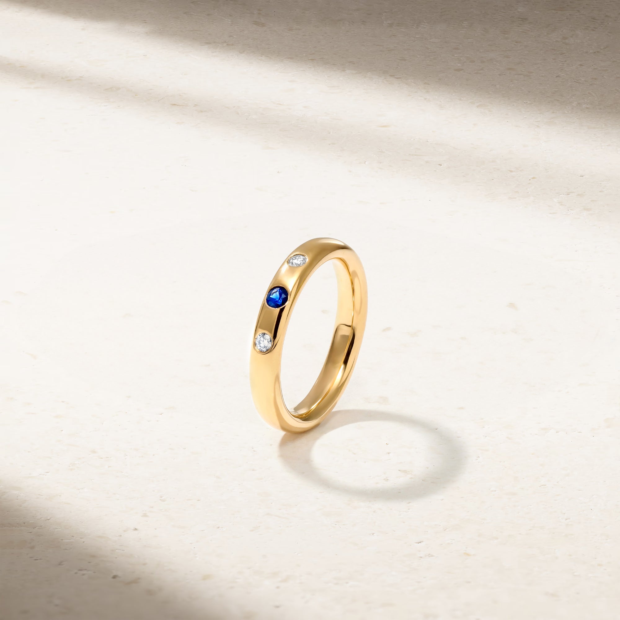 Classic Burnish Sapphire and Diamond Band