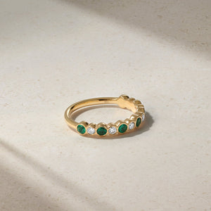 Bubbly Emerald and Diamond Ring