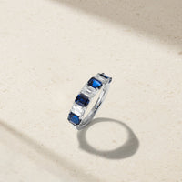 Emerald Cut Sapphire and Diamond Alternating Band
