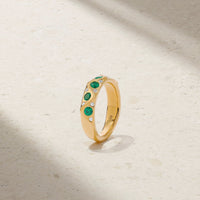 Sculpted Emerald and Diamond Wave Ring