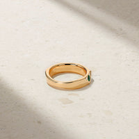 Sculpted Emerald and Diamond Wave Ring