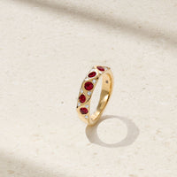 Sculpted Ruby and Diamond Wave Ring