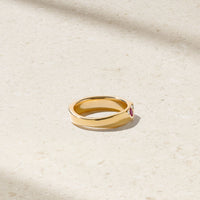 Sculpted Ruby and Diamond Wave Ring