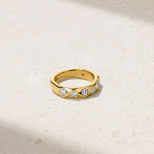 Sculpted Diamond Wave Ring