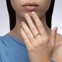 Sculpted Diamond Wave Ring
