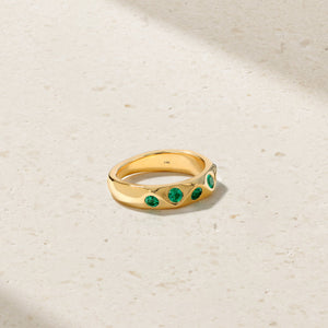 Sculpted Emerald Wave Ring