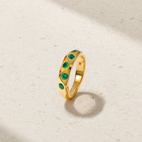 Sculpted Emerald Wave Ring
