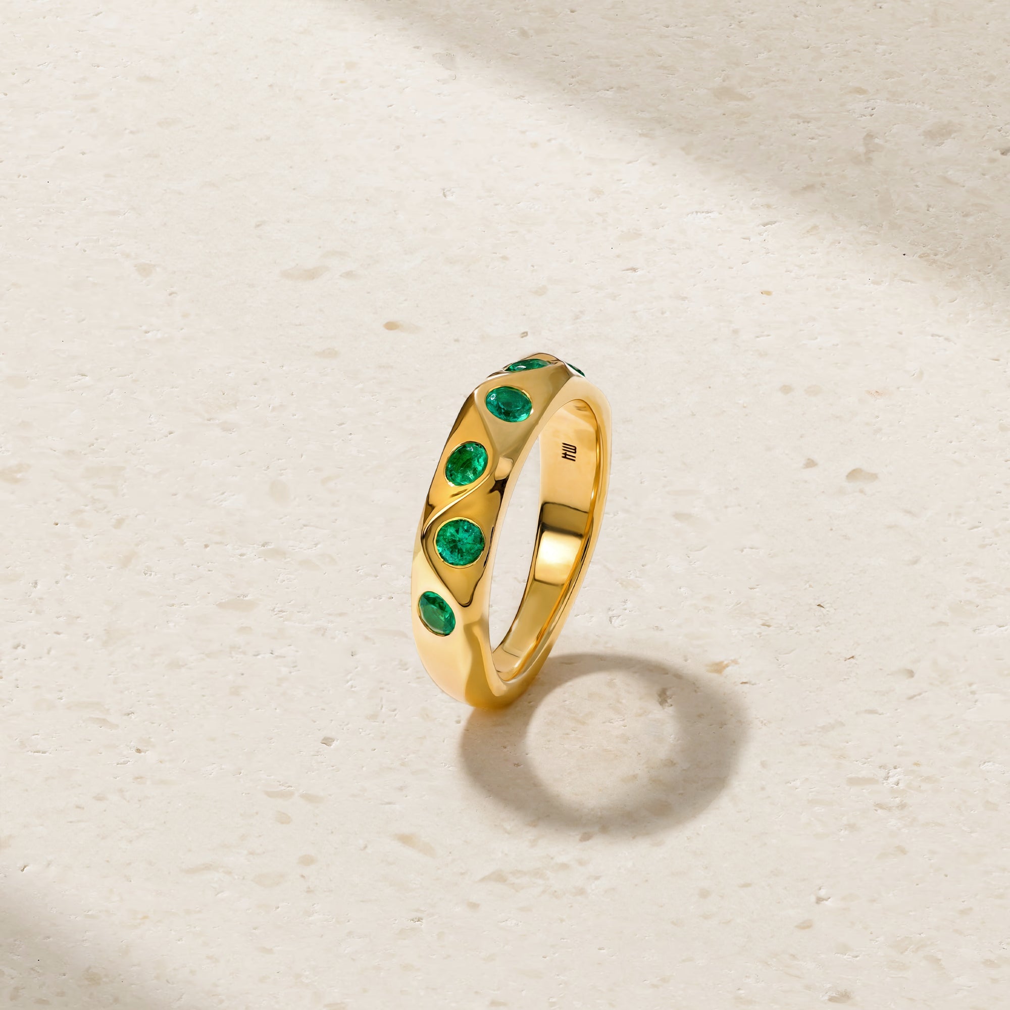 Sculpted Emerald Wave Ring