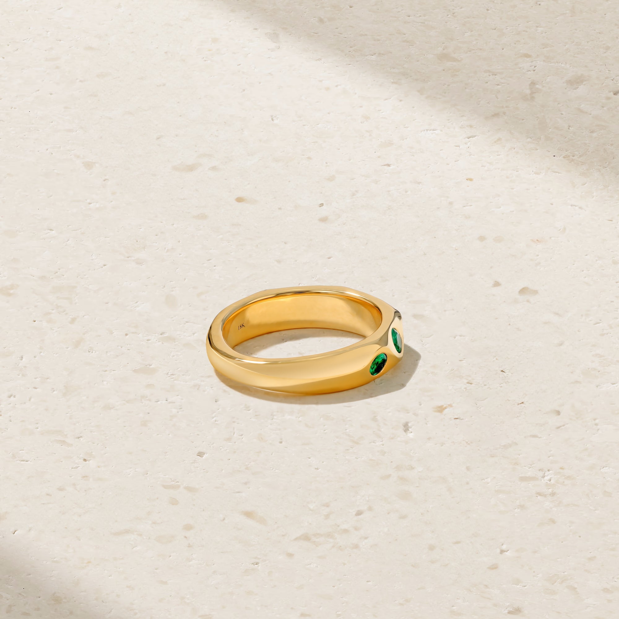 Sculpted Emerald Wave Ring