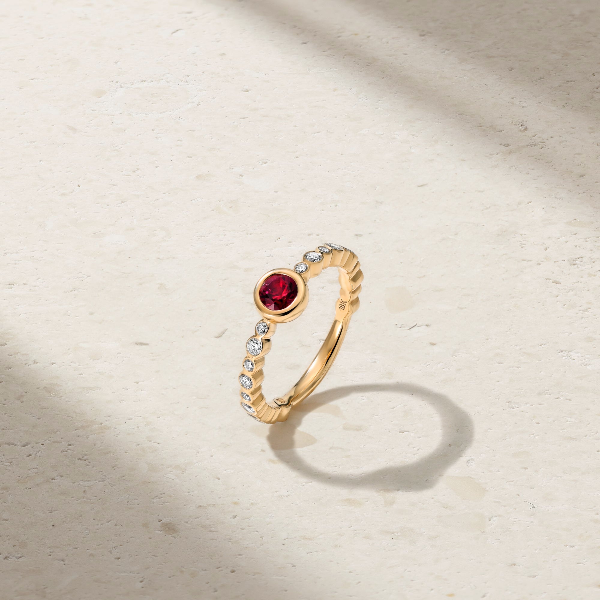 Bubbly Crescendo Ruby and Diamond Ring