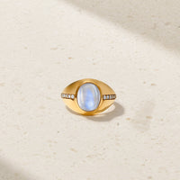 Saturn Moonstone and Diamond Ring