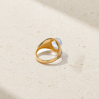 Saturn Moonstone and Diamond Ring