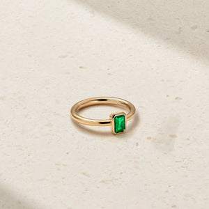 Classic Bezel Solitaire Emerald Ring