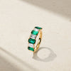 Sculpted Emerald Cut Emerald and Diamond Alternating Band