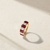 Sculpted Emerald Cut Ruby and Diamond Alternating Band