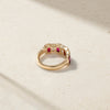 Sculpted Emerald Cut Ruby and Diamond Alternating Band