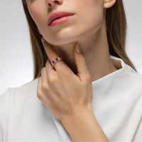 Sculpted Emerald Cut Ruby and Diamond Alternating Band