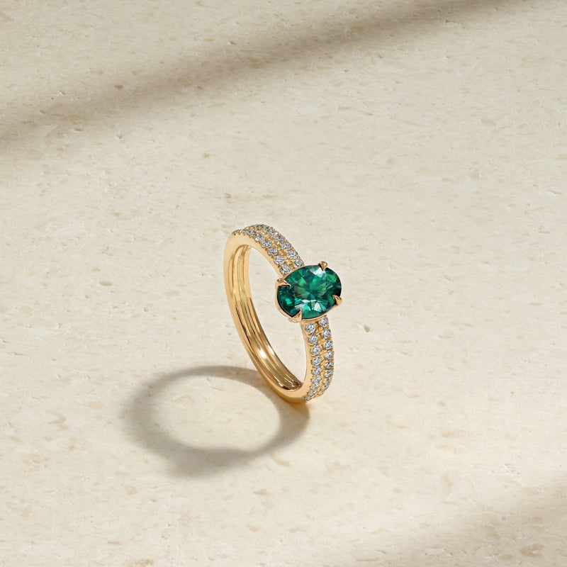 Stacked Band Alexandrite and Diamond Ring