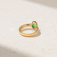 Stacked Band Emerald and Diamond Ring