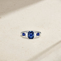 Classic Deco Five Stone Sapphire and Diamond Ring