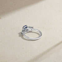 Classic Deco Five Stone Sapphire and Diamond Ring