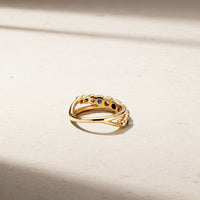 Bubbly Crossover Sapphire and Diamond Ring