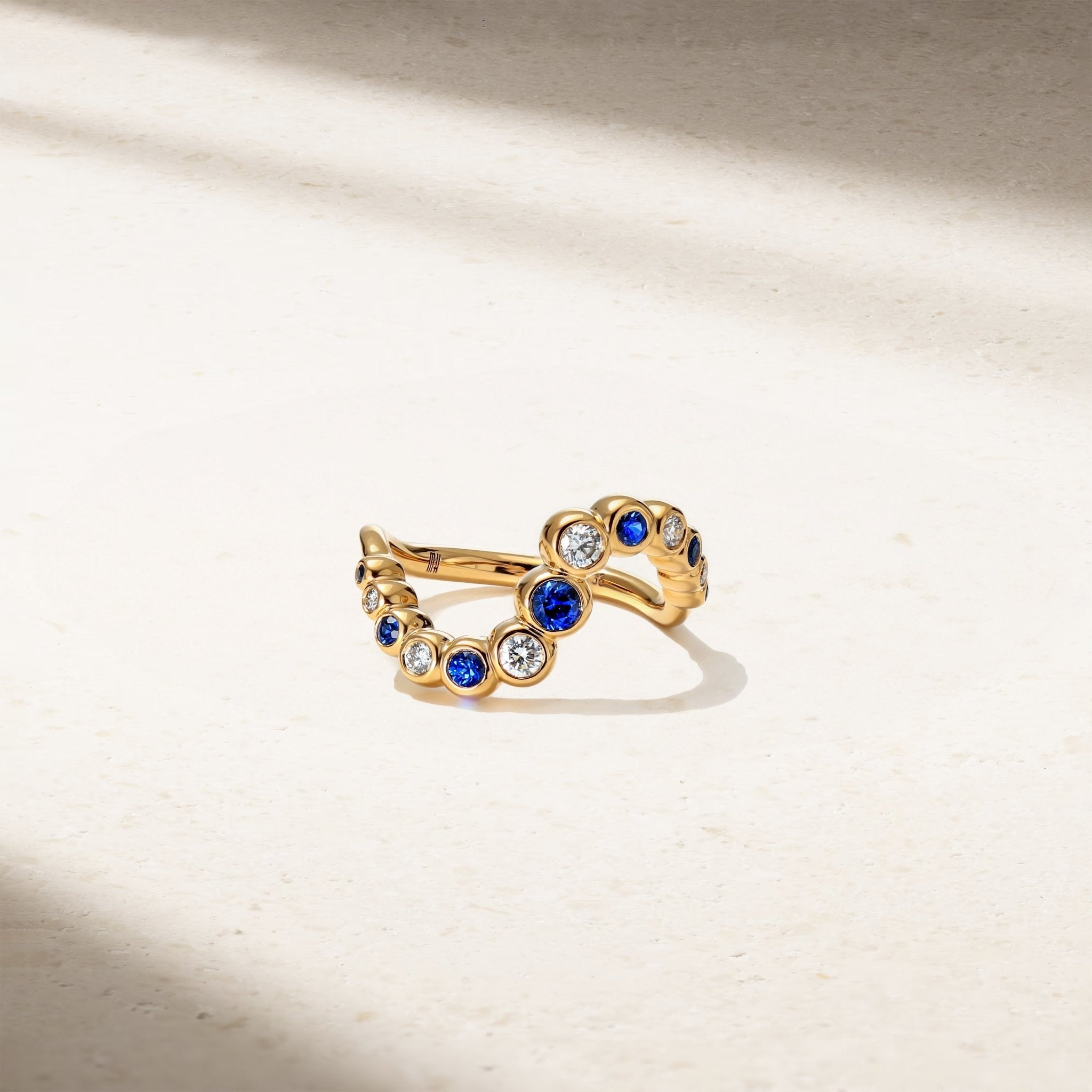 Bubbly Wave Sapphire and Diamond Ring