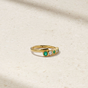 Bubbly Coil Emerald and Diamond Ring