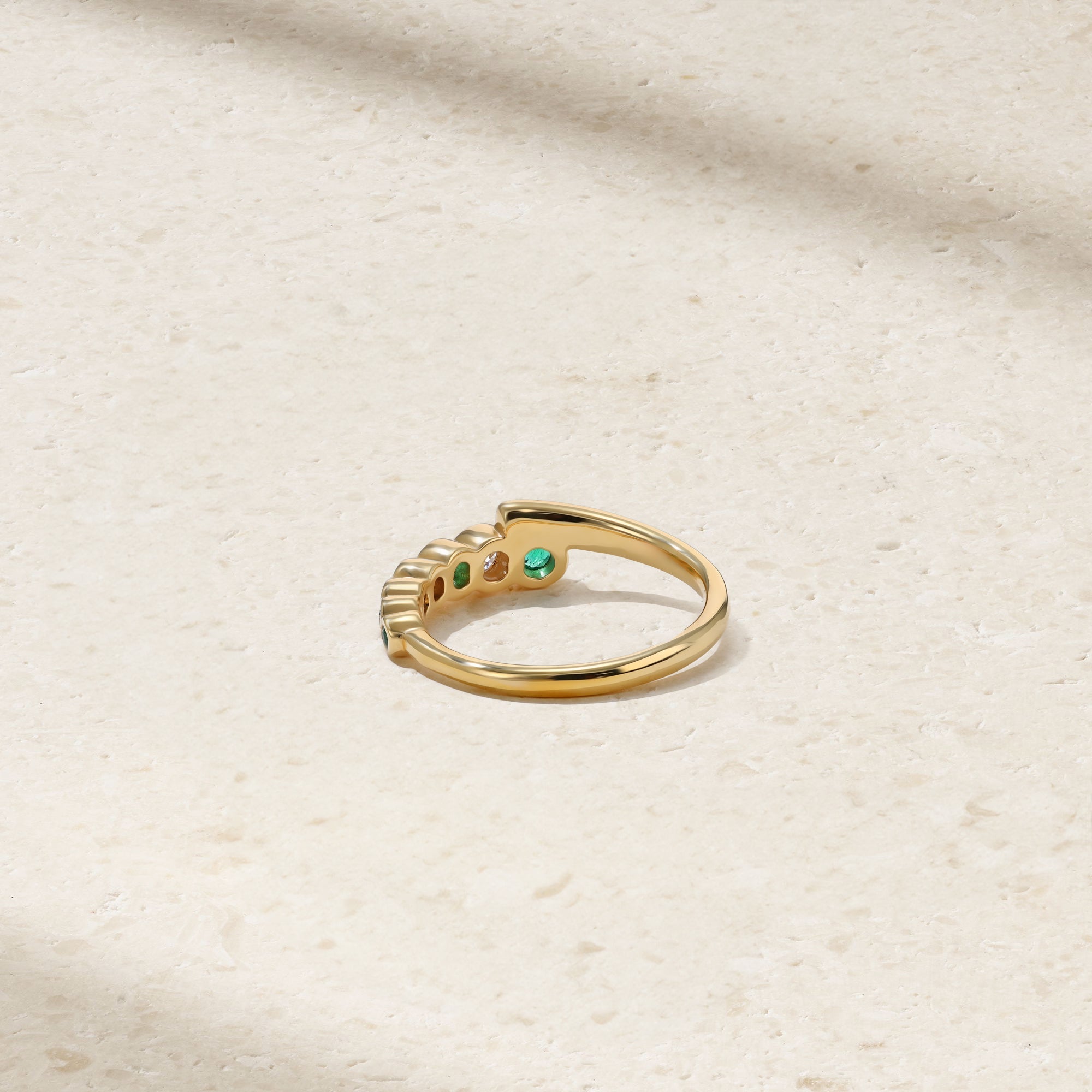 Bubbly Coil Emerald and Diamond Ring