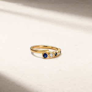 Bubbly Coil Sapphire and Diamond Ring