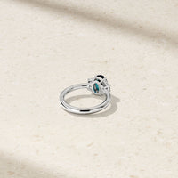 Three Stone Oval Alexandrite and Half Moon Diamond Ring