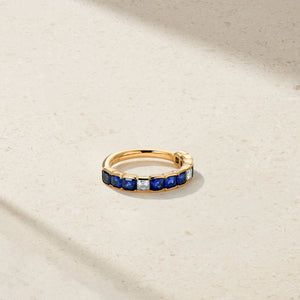 Asscher Cut Sapphire and Diamond Band