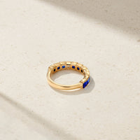 Asscher Cut Sapphire and Diamond Band