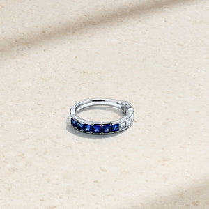Asscher Cut Half and Half Sapphire and Diamond Band