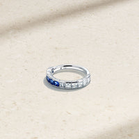 Asscher Cut Half and Half Sapphire and Diamond Band
