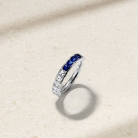 Asscher Cut Half and Half Sapphire and Diamond Band
